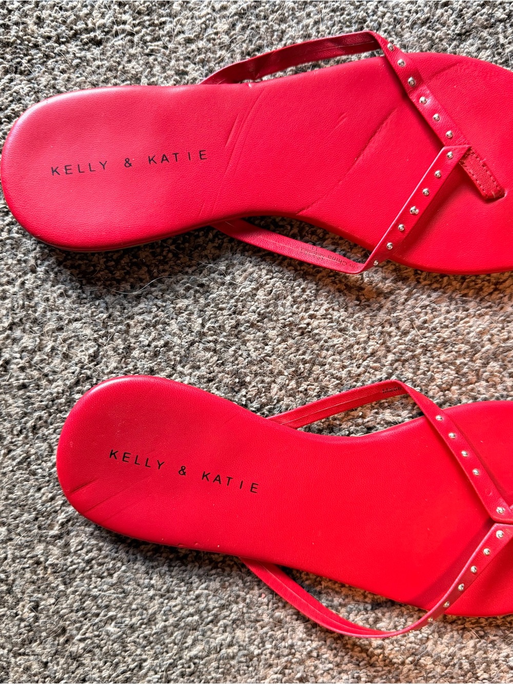 Kelly & Katie Red Studded Thong Sandals